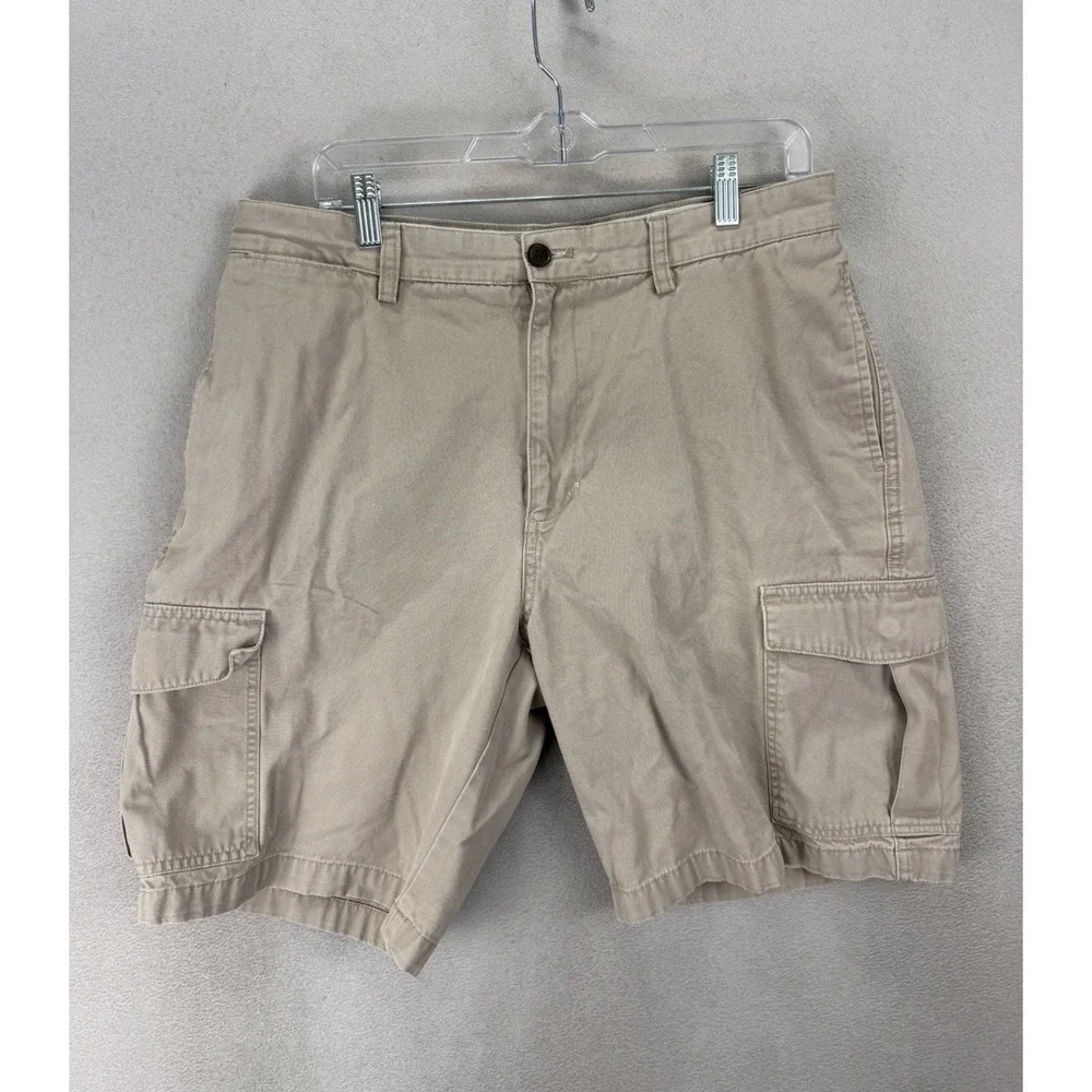 Chaps Mens Cargo Shorts Khaki Beige Size 34 Cotton Twill Outdoor Casual